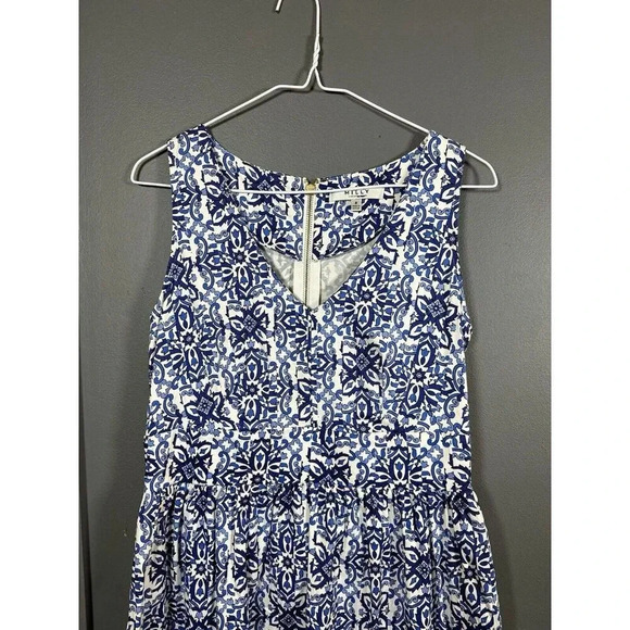 Milly For Design Nation Italia Dress A-Line V-neck Blue Combo 8 Pleated Banvin - Picture 2 of 12